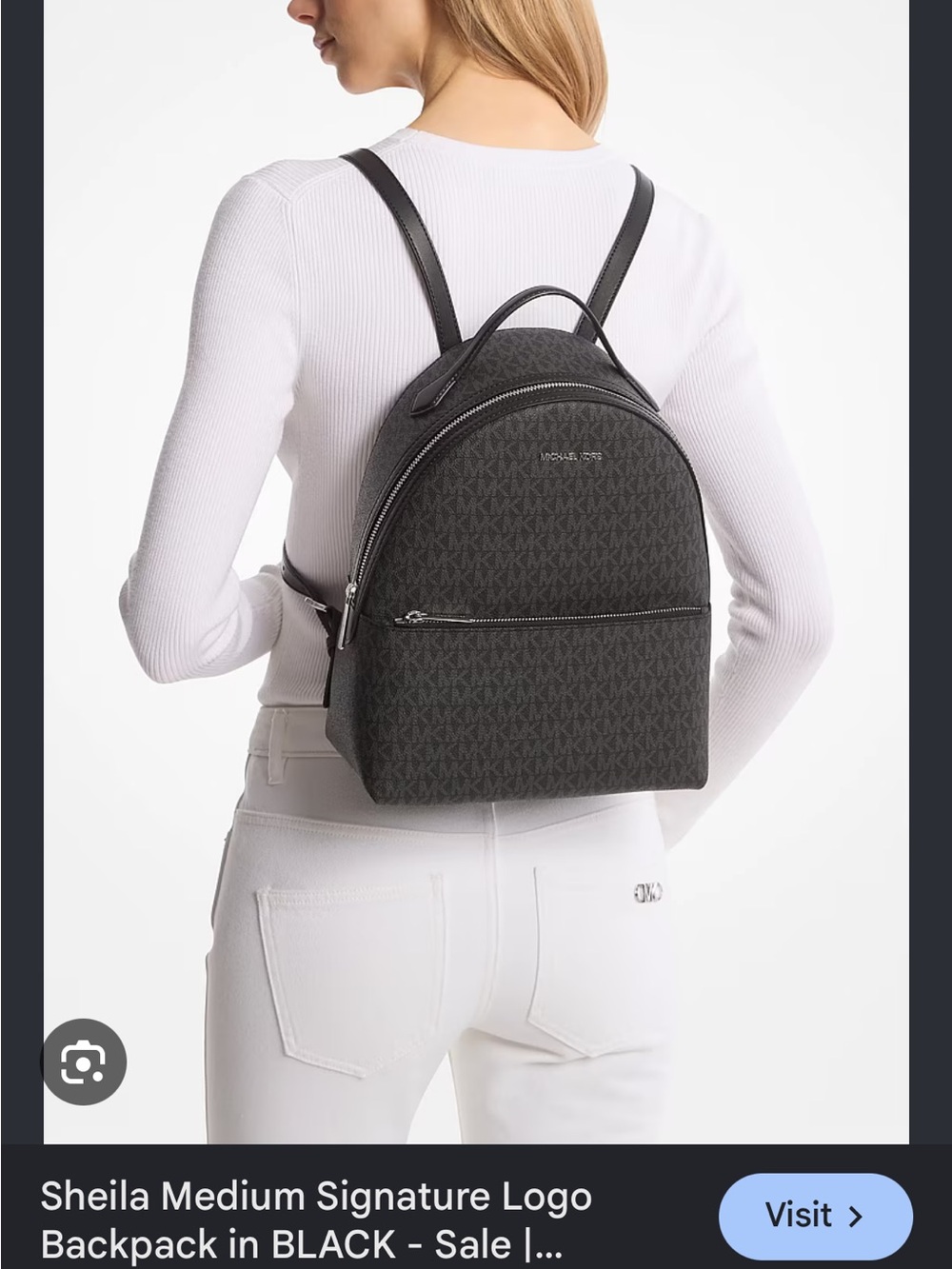 Michael Kors Black Signature Logo Medium Backpack